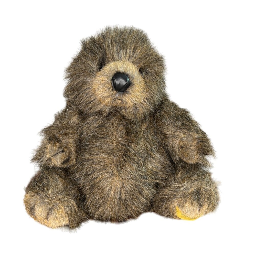 Vintage Fancy Zoo Pot Belly Bear Stuffed Plush Toy Realistic Fur & Leather Nose